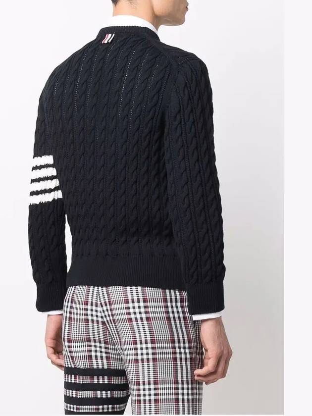 Diagonal Armband Cable Knit Top Navy - THOM BROWNE - BALAAN 5