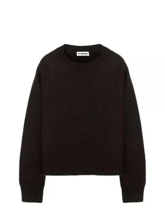 Crew Neck Wool Knit Top Dark Brown - JIL SANDER - BALAAN 2