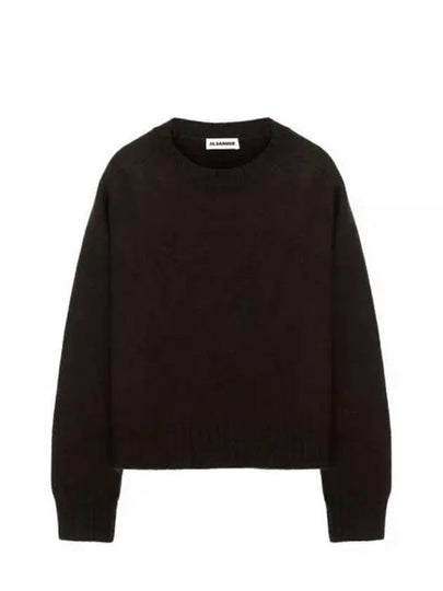 Crew Neck Wool Knit Top Dark Brown - JIL SANDER - BALAAN 2