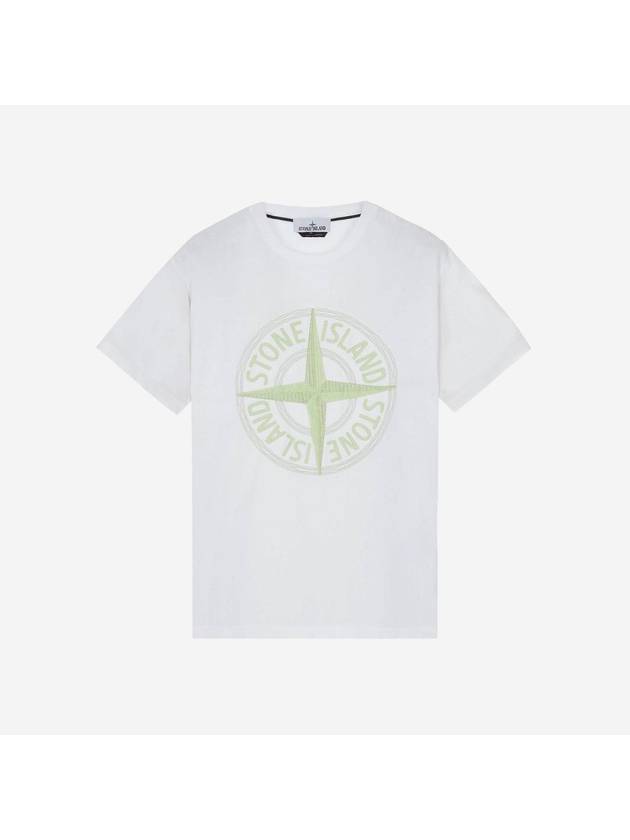 Stitch Embroidered Logo Short Sleeve T-Shirt White - STONE ISLAND - BALAAN 2