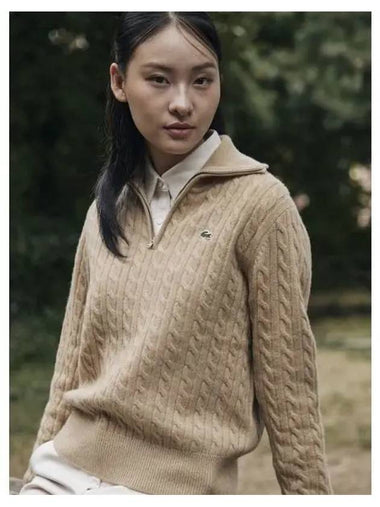 Women s cable half zip up sweater AF913E 54N 02S domestic product GQ2N24082230780 - LACOSTE - BALAAN 1