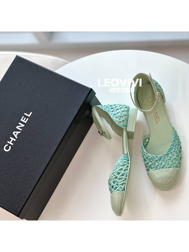 CC Logo Strap Sandals Shoes Mint 365 G38764 - CHANEL - BALAAN 3