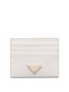 Saffiano Leather Triangle Logo Card Wallet White - PRADA - BALAAN 1