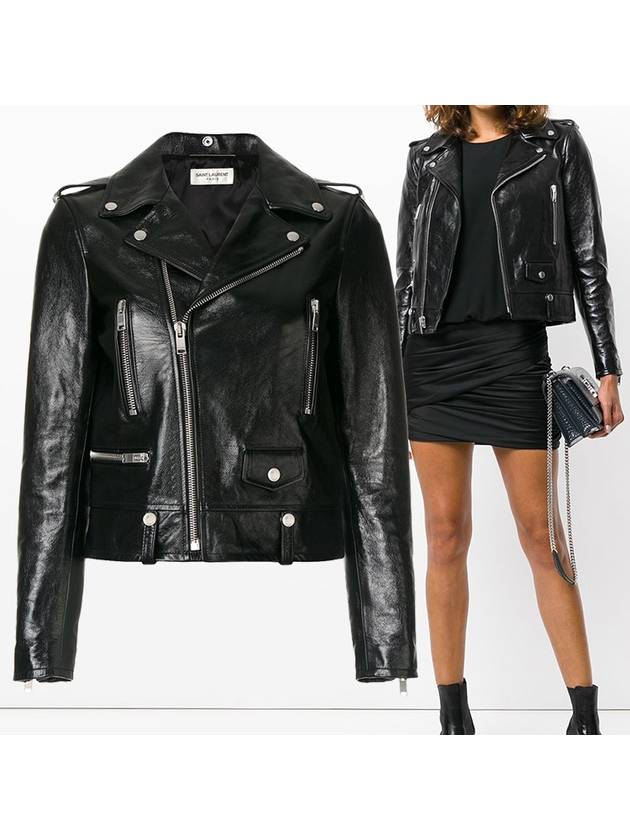 Motorcycle Leather Jacket 481862 YC2NI 1000 B0110815649 - SAINT LAURENT - BALAAN.