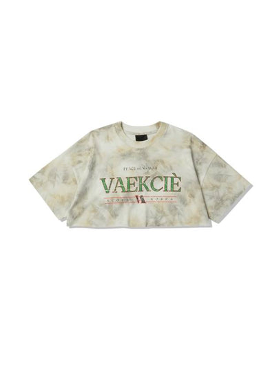 Tie Dye Logo Graphic Crop T-Shirt Beige - VAEKCIE - BALAAN 2