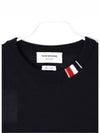 Intarsia Stitch Crew Neck Merino Wool Knit Top Navy - THOM BROWNE - BALAAN 5