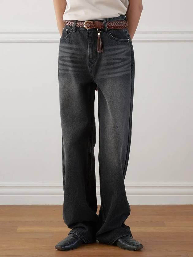 Classic Straight Denim Wide Pants Grey - NOIRER FOR WOMEN - BALAAN 7