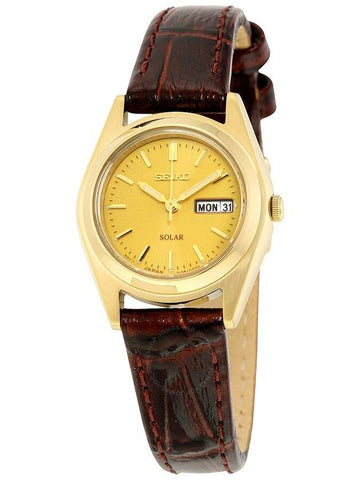 Seiko Core Champagne Dial Brown Leather Ladies Watch SUT120 - SEIKO - BALAAN 1