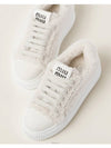 Logo Shearling Low Top Sneakers White - MIU MIU - BALAAN 4