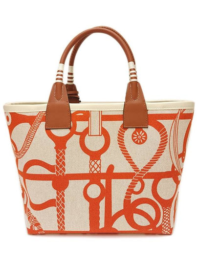 Women's Steeple 25 Tote Bag Ivory Orange H083621CK - HERMES - BALAAN 2