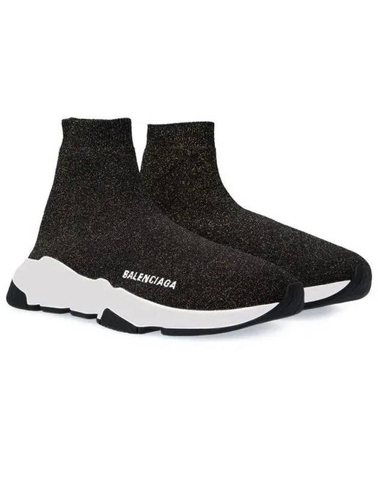 Women's Speed ??LT Glitter Socks High Top Sneakers Black - BALENCIAGA - BALAAN 2
