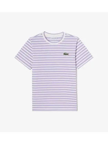 Women s Striped Short Sleeve T Shirt Light Purple - LACOSTE - BALAAN 1