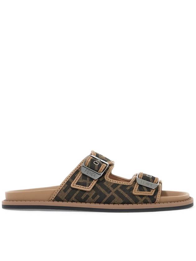 Men's Peel Jacquard Fabric Sandals Brown - FENDI - BALAAN 2