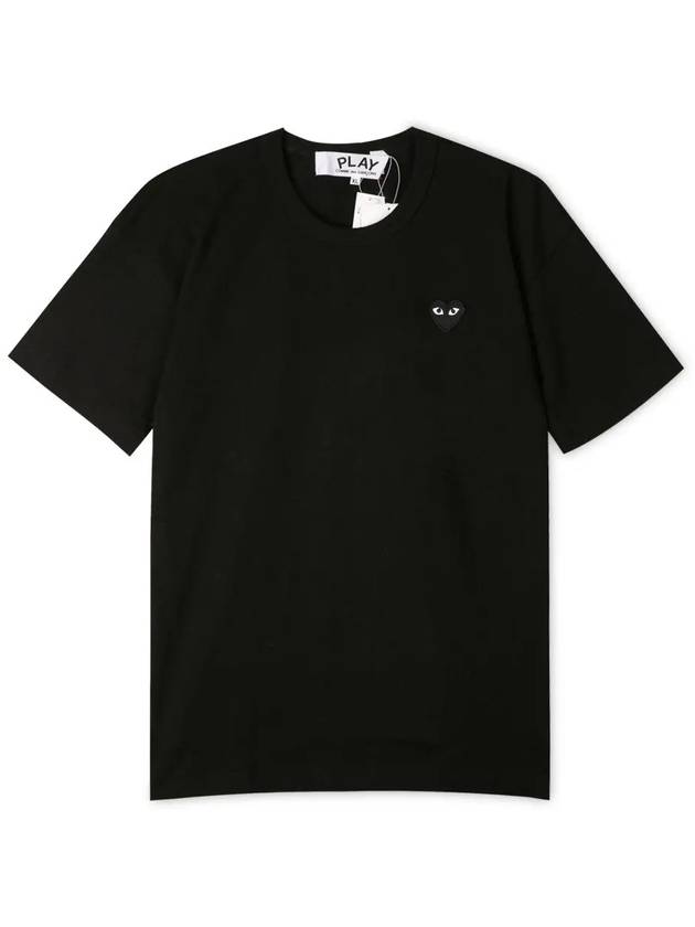 Men's Black Heart Waffen Short Sleeve T-Shirt Black - COMME DES GARCONS PLAY - BALAAN 2