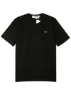 Men's Black Heart Waffen Short Sleeve T-Shirt Black - COMME DES GARCONS PLAY - BALAAN 4