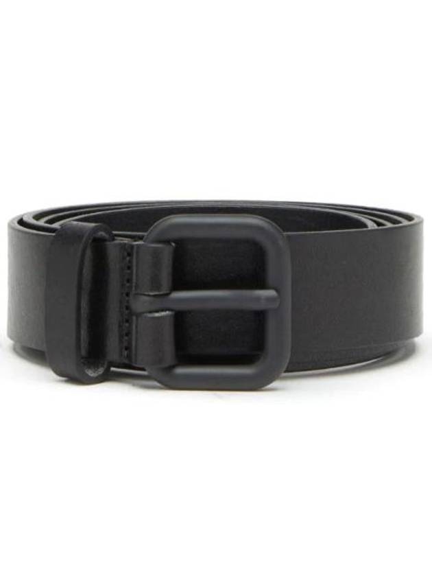 B Inlay Vintage Effect Metal Oval D Logo Leather Belt Black - DIESEL - BALAAN 1