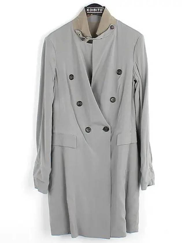 Light khaki beige gray color combination double sided women s trench coat - BRUNELLO CUCINELLI - BALAAN 4