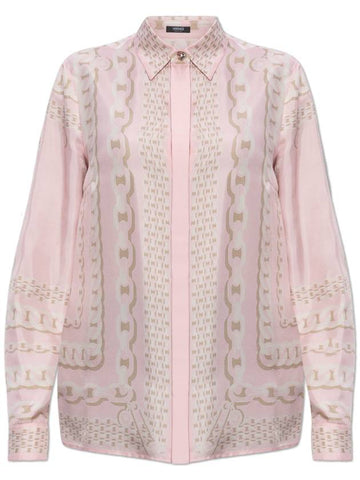 Versace Silk Shirt With Concealed Placket, Women's, Pink - VERSACE - BALAAN 1