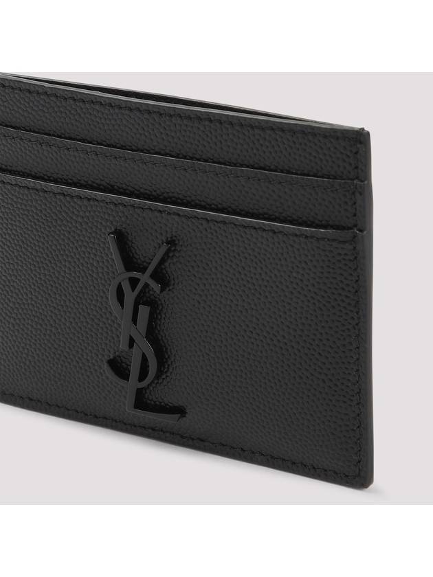 Monogram Caviar Leather Card Wallet Black - SAINT LAURENT - BALAAN 4