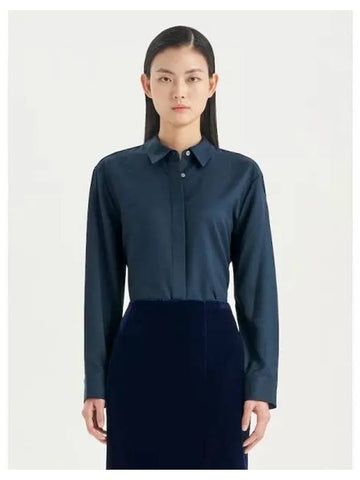 Women s Liquid Twill Classic Men Clothing Shirt Blouse Southern Nocturne Navy Domestic Product - THEORY - BALAAN 1