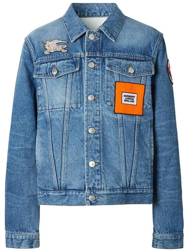 Men's Logo Patch Denim Jacket Blue - BURBERRY - BALAAN 2