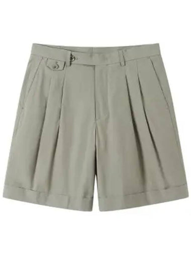 Cotton Two-Tuck Shorts Olive Green - SOLEW - BALAAN 1