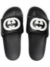 GG Interlocking Big Logo Rubber Slippers Black - GUCCI - BALAAN 5