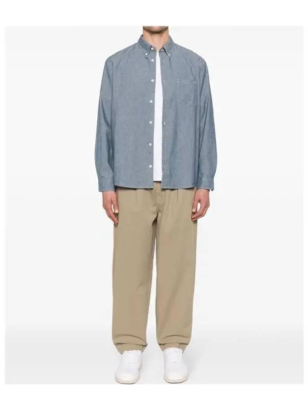 Chemise Edouard Logo Washing Denim Long Sleeve Shirt Blue - A.P.C. - BALAAN 6