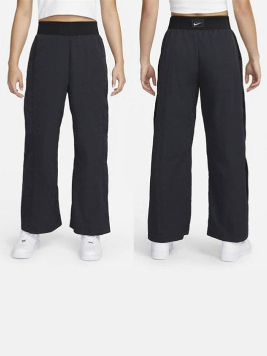 Icon Clash Woven Wide Track Pants Black - NIKE - BALAAN.