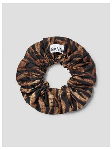 Printed cotton scrunchie hair band Ochre domestic product GM0024030757916 - GANNI - BALAAN 1