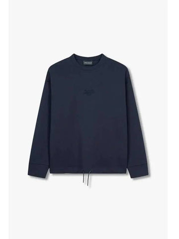 Just one day Men s embroidered logo drawstring sweatshirt dark navy - EMPORIO ARMANI - BALAAN 1