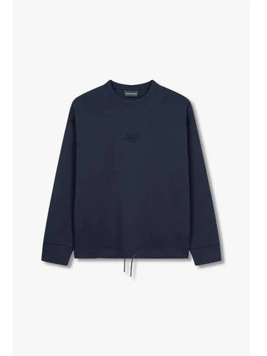 Men s Embroidered Logo Drawstring Sweatshirt Dark Navy - EMPORIO ARMANI - BALAAN 1