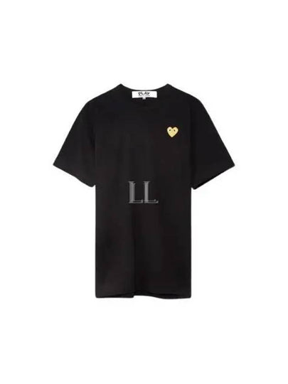 Gold Heart Wappen Short Sleeve T-Shirt Black - COMME DES GARCONS PLAY - BALAAN 2