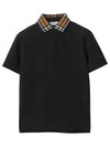 Kids Check Collar Polo Short Sleeve T-Shirt Black - BURBERRY - BALAAN 3