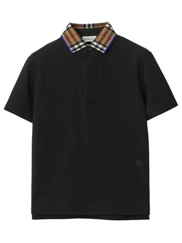 Kids Check Collar Polo Short Sleeve T-Shirt Black - BURBERRY - BALAAN 3