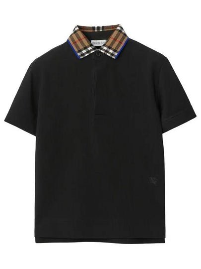 Kids Check Collar Polo Short Sleeve T-Shirt Black - BURBERRY - BALAAN 2