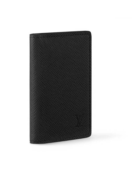 Pocket Organizer Taiga Leather Card Wallet Black - LOUIS VUITTON - BALAAN 2