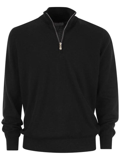 Half Zip Cashmere Knit Top Black - BRUNELLO CUCINELLI - BALAAN 2