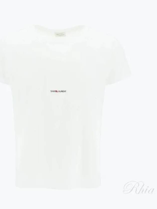 Men's Small Logo Short Sleeve T-Shirt White - SAINT LAURENT - BALAAN 2