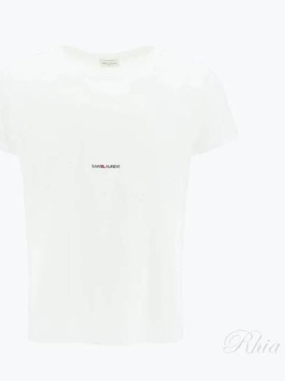 Men's Small Logo Short Sleeve T-Shirt White - SAINT LAURENT - BALAAN 2