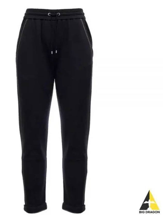 Cotton Silk Fleece Track Pants Black - BRUNELLO CUCINELLI - BALAAN 2