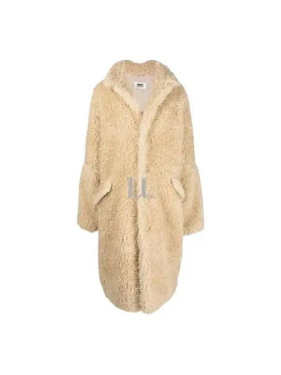 Oversized Midi Faux Fur Design Single Coat Beige - MAISON MARGIELA - BALAAN 2