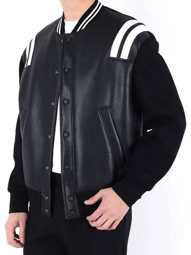 Leather neoprene stadium zip-up jacket 324C - NEIL BARRETT - BALAAN 2