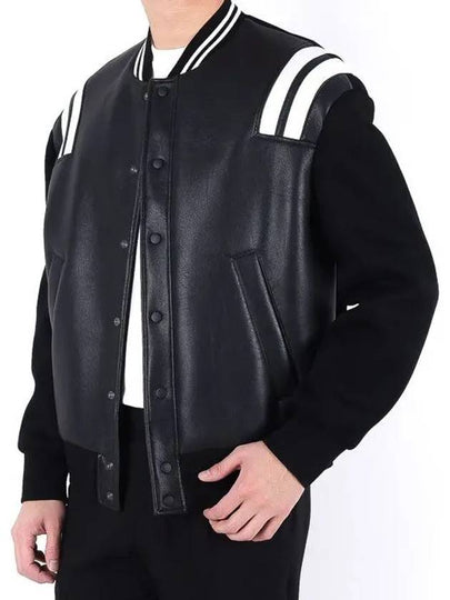 Leather neoprene stadium zip up jacket 324C - NEIL BARRETT - BALAAN 2