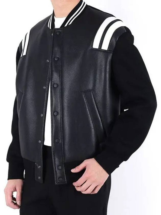 Leather neoprene stadium zipup jacket 324C - NEIL BARRETT - BALAAN 2