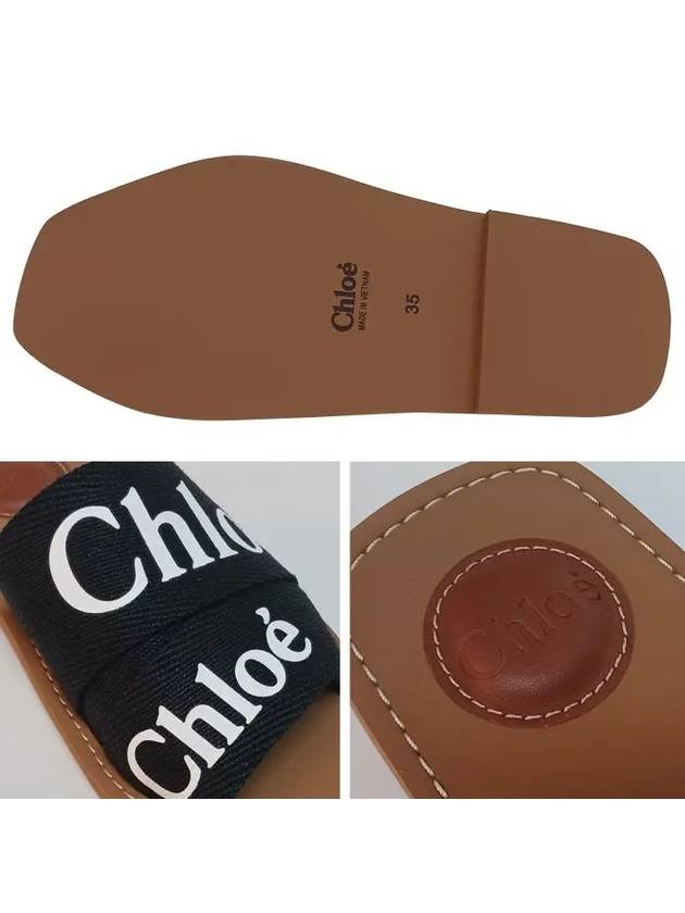 Woody Logo Flat Mule Slippers Black - CHLOE - BALAAN 5