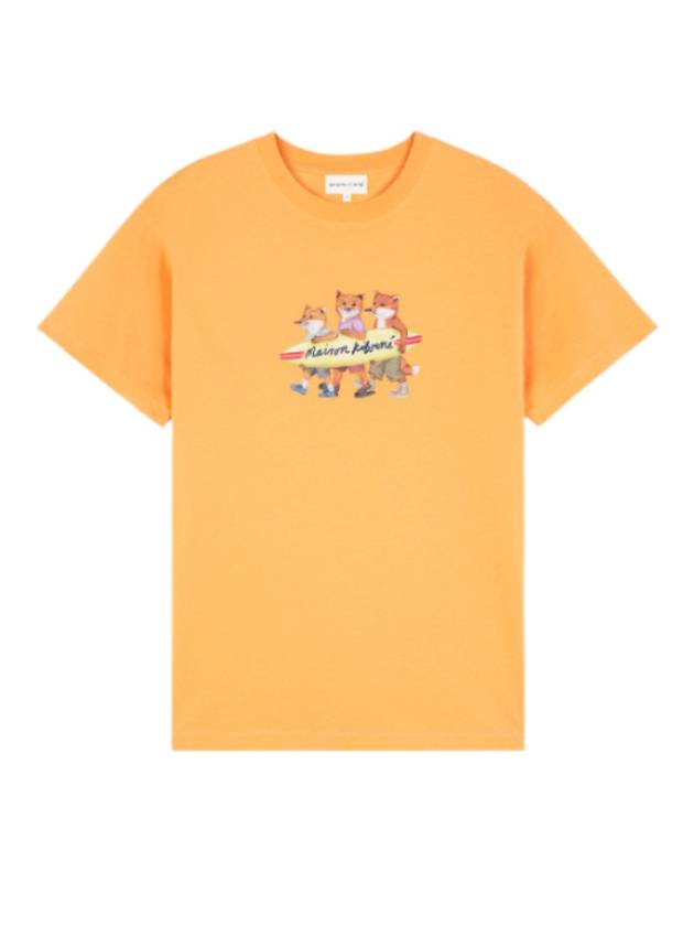 Surfing Foxes Short Sleeve T-shirt Orange - MAISON KITSUNE - BALAAN 2