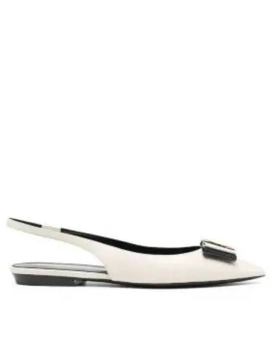 Anais Slingback Flats In Smooth And Patent Leather Ivory - SAINT LAURENT - BALAAN 2