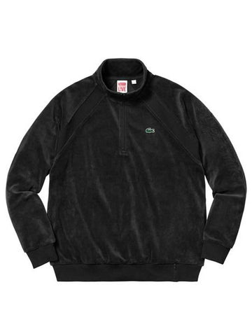 Lacoste velor half zip track top black LACOSTE VELOUR HALF ZIP TRACK TOP - SUPREME - BALAAN 1