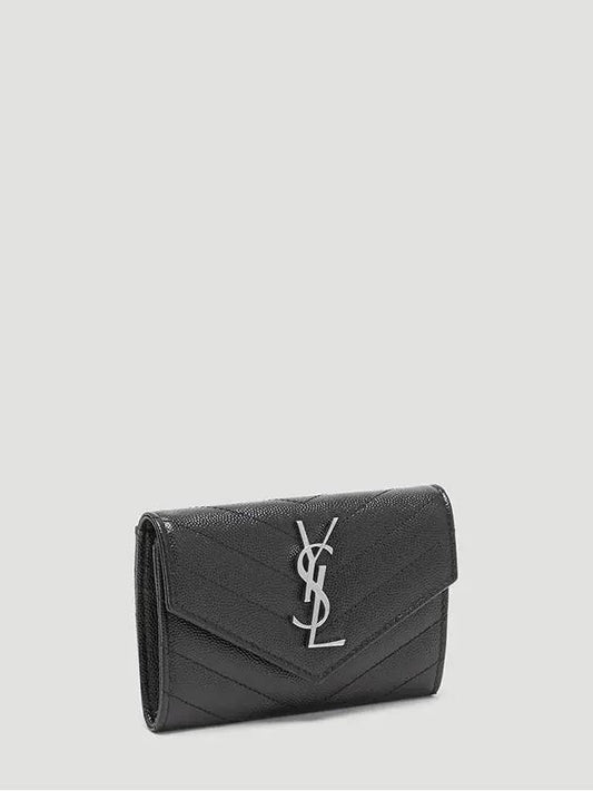 Envelope quilted silvertone logo fold card holder - SAINT LAURENT - BALAAN 2